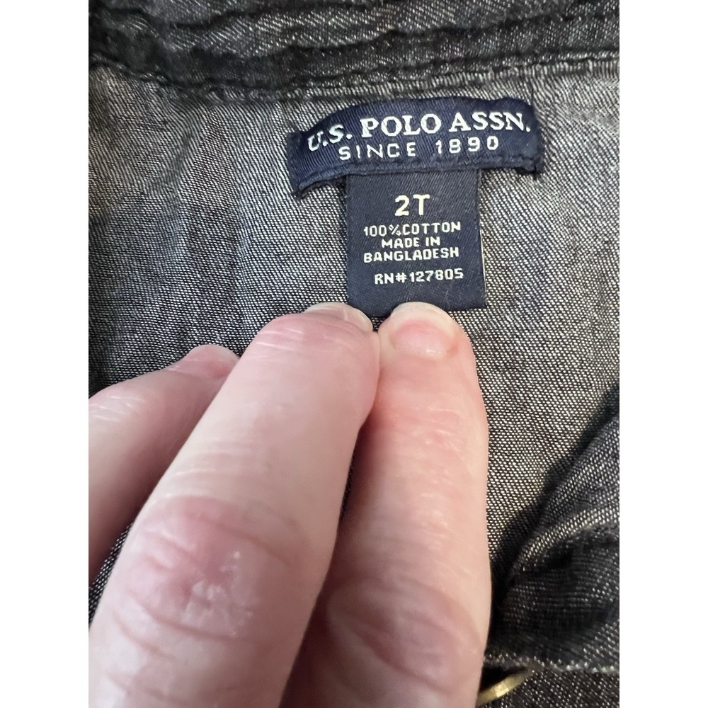 Us Polo Assn Charcoal Gray Baby Girls Romper Size 2T - Picture 4 of 6